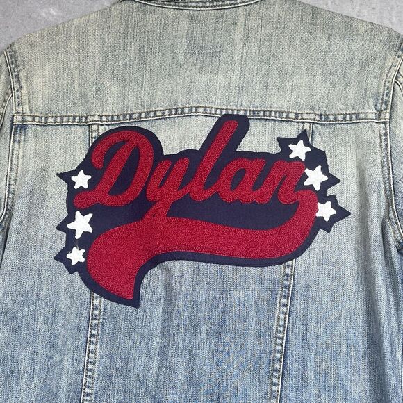 Rails Knox Distressed Denim Jacket Women’s Small Custom Embroidery Factory DYLAN - Picture 2 of 16